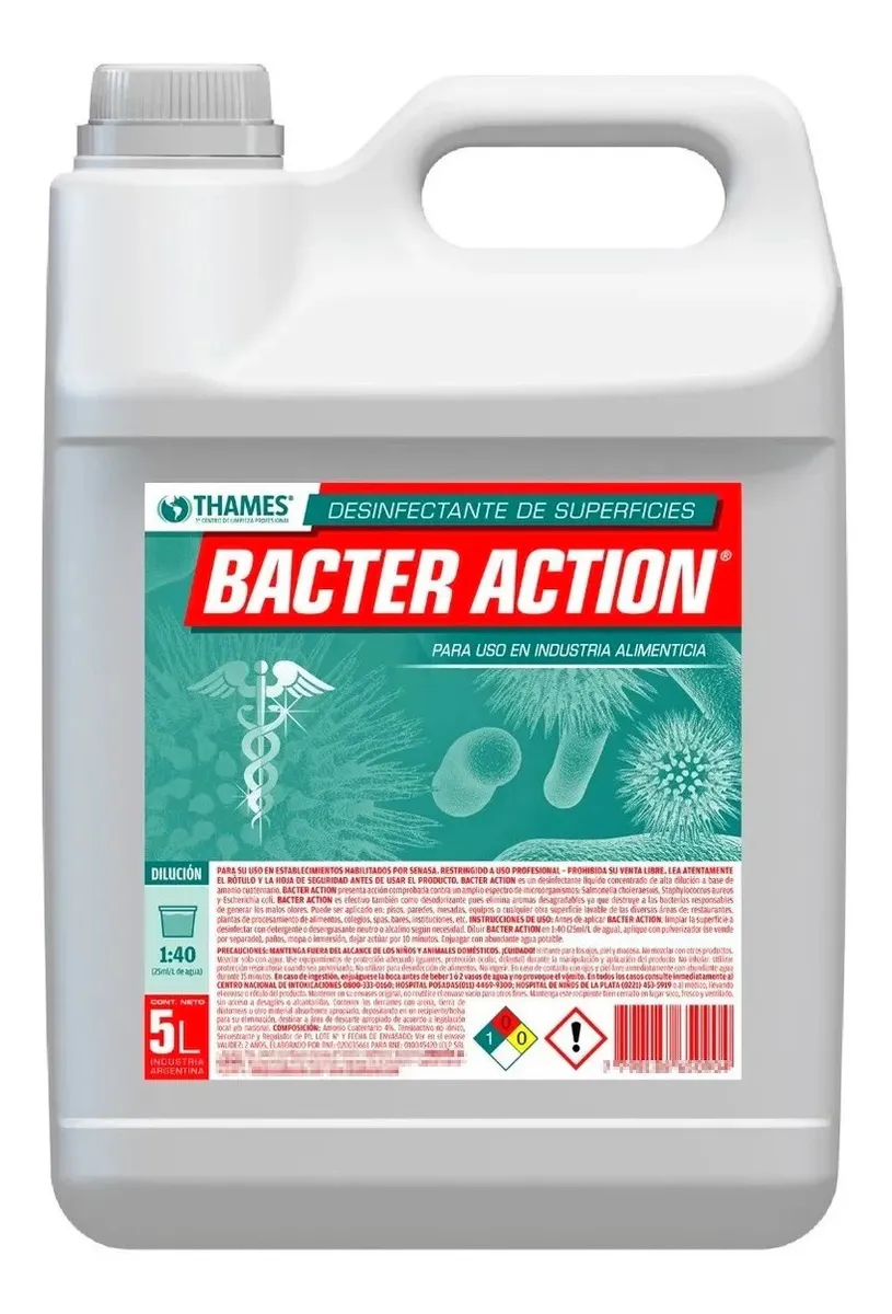 Amonio Cuaternario Bacter-Action 5 L | Desinfectante Profesional