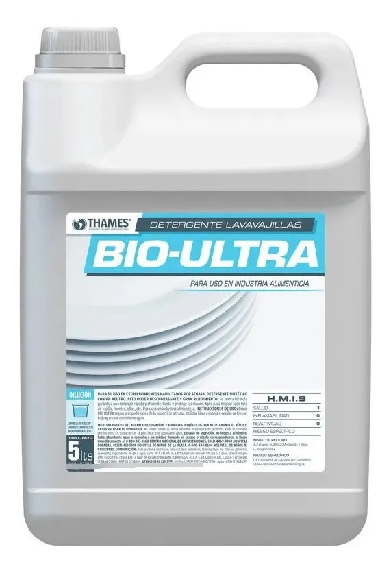 Detergente Biodegradable Bio-Ultra Lavavajillas 5 L | Profesional y Desengrasante