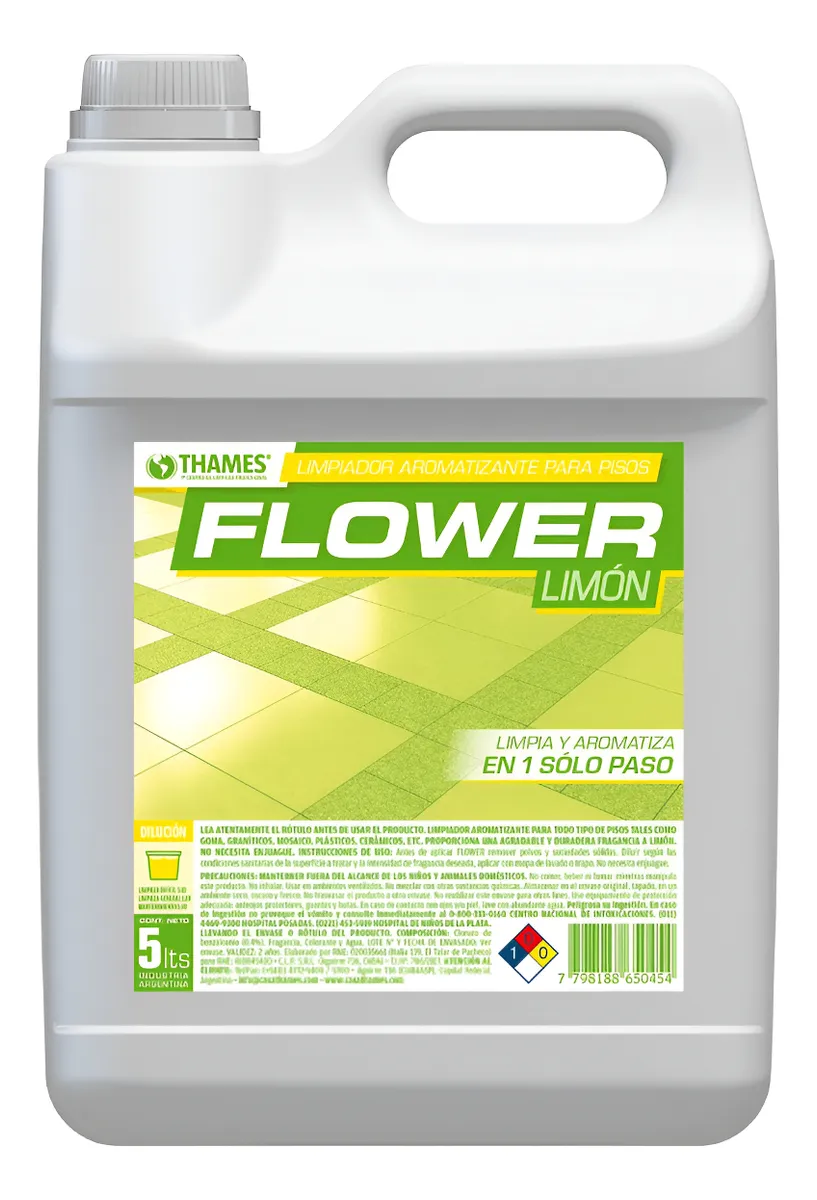 Limpiador Desodorante Flower Limón 5 L | Aroma Intenso y Duradero