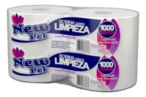 Bobina Industrial de Papel Doble Hoja New Pel 24 cm | Pack x 2 – 1000 Paños