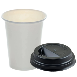 Tapa Plástica Negra para Vaso Polipapel 12oz | Con Pico Vertedor