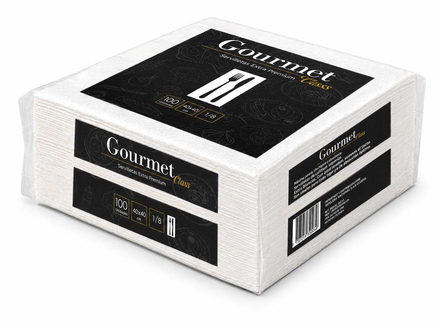 Servilletas Simil Tela 40x40 Blanco Extra Premium - Gourmet Class - Casa Thames