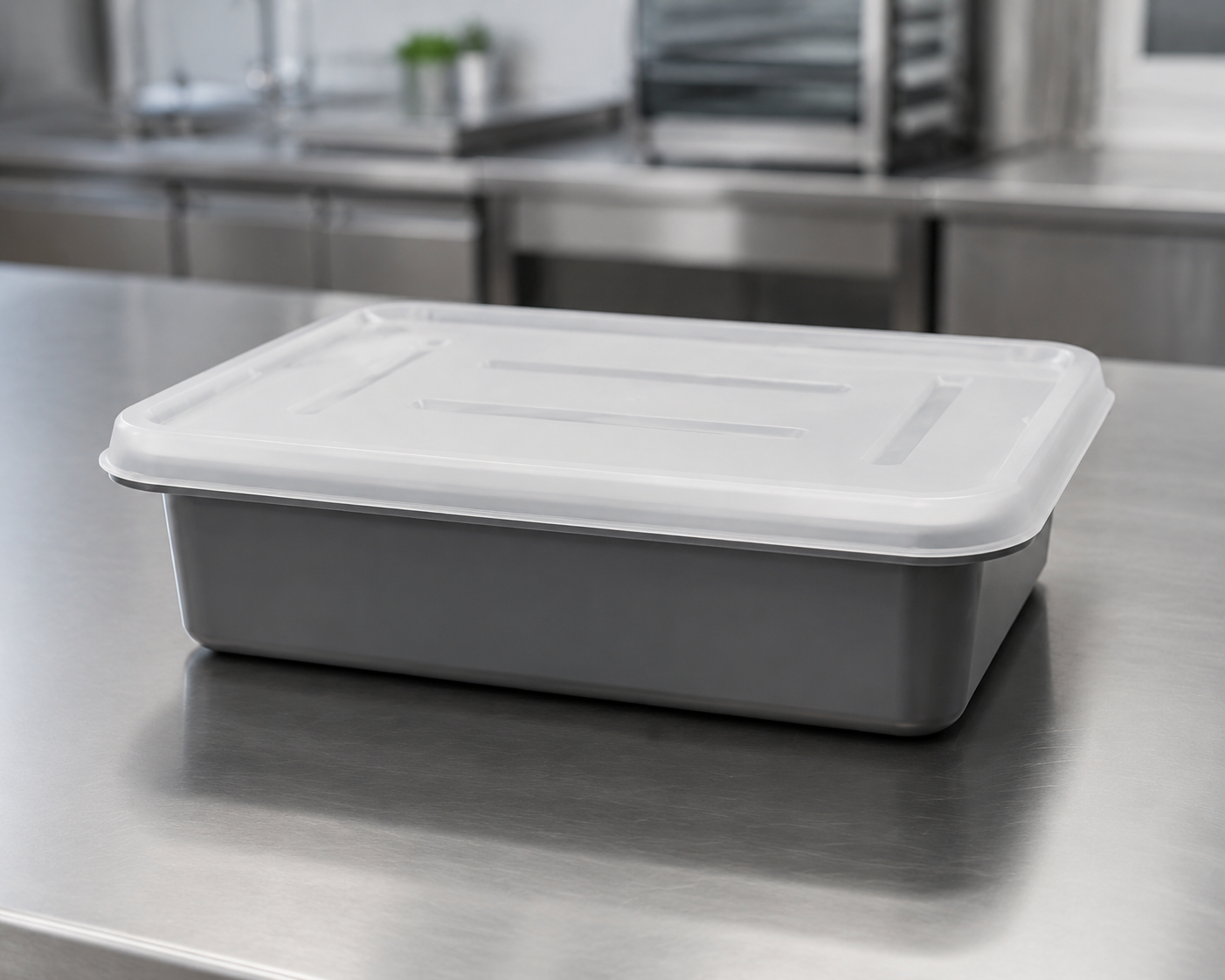 Batea Gastronómica Chica con Tapa 45 cm – PEAD Gris - Image 2
