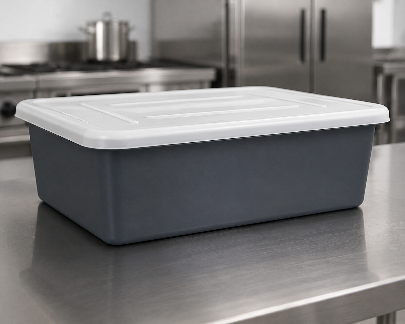 Batea Gastronómica Grande con Tapa 55 cm – PEAD Gris - Image 2